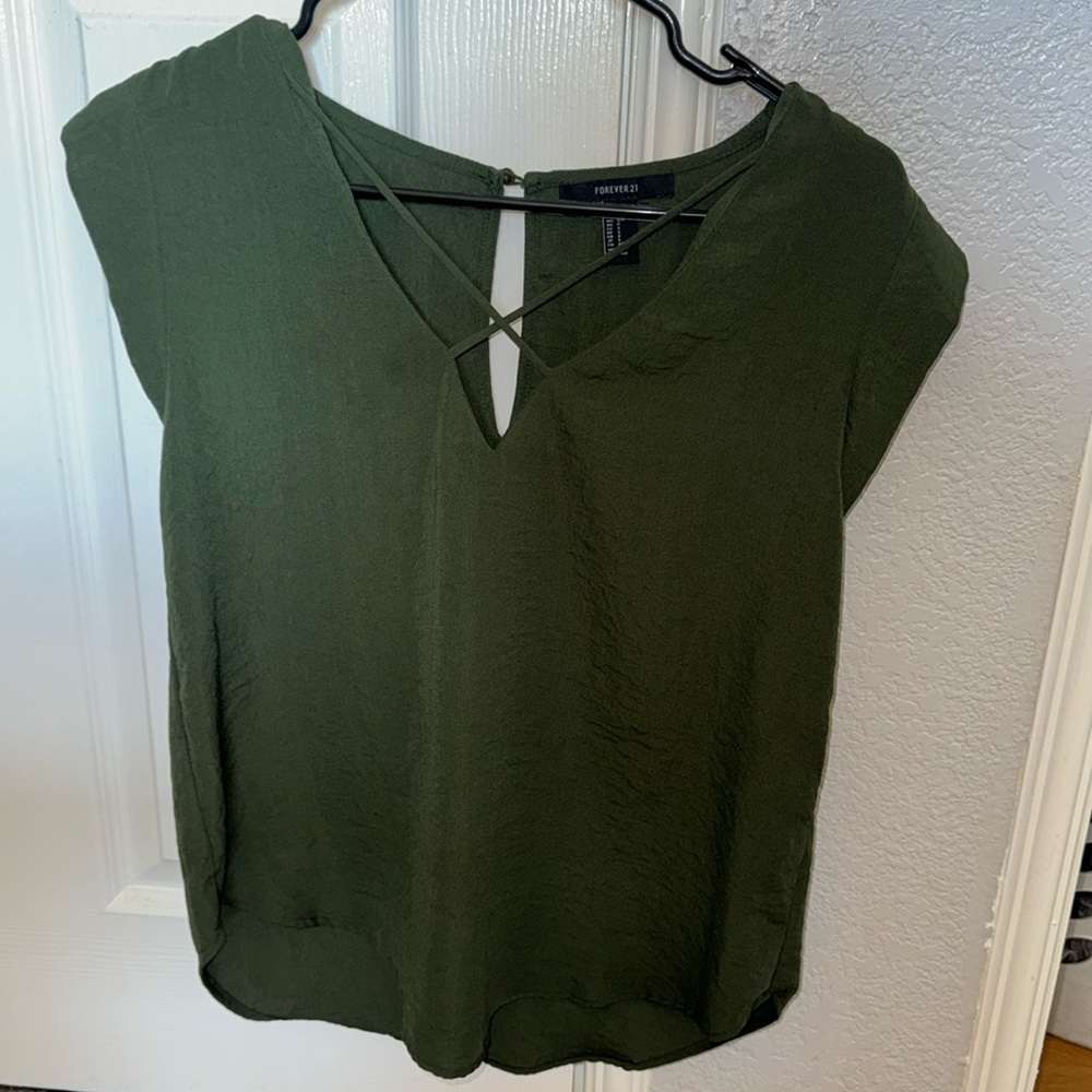Army Green Blouse Top